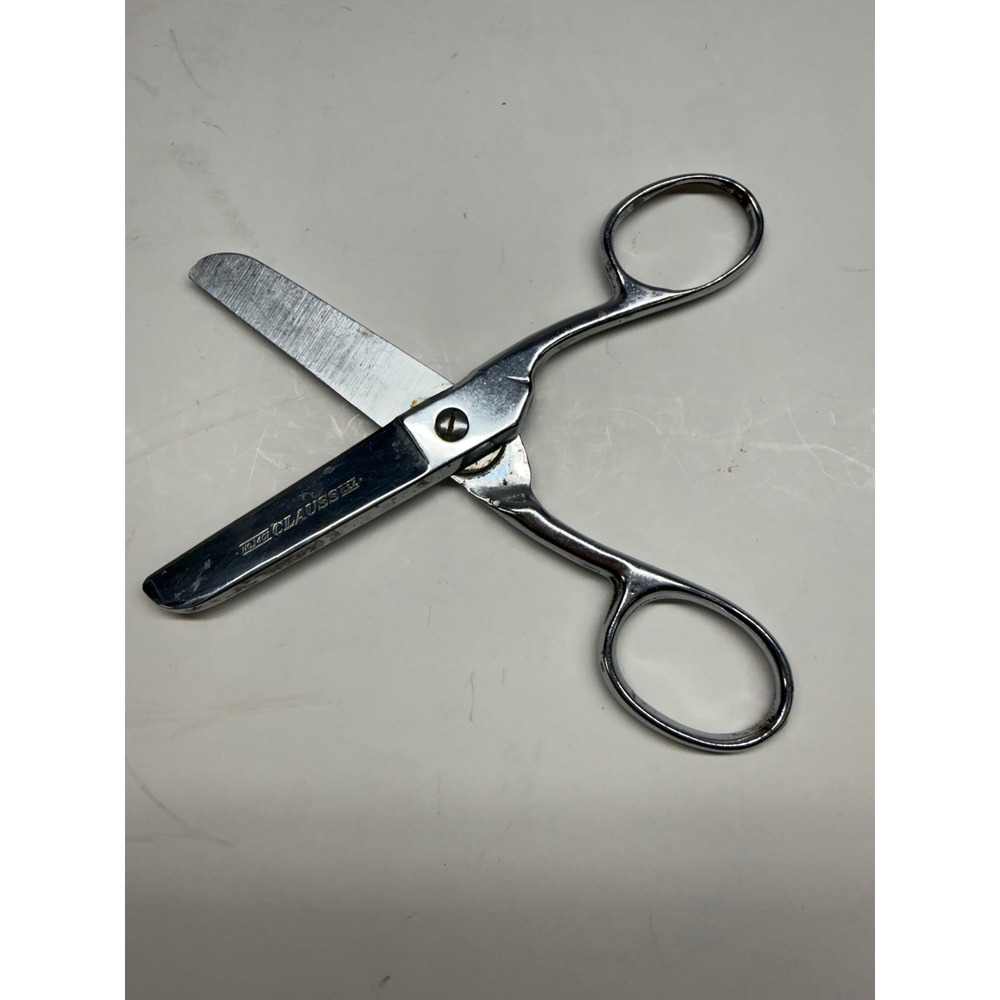 Vintage Clauss USA No 1407 Blunt Tip Scissors Chrome Steel Safety Shears